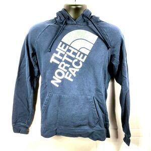 The North Face Womens Size Medium Blue Silver Logo Hoodie Sweatshirt